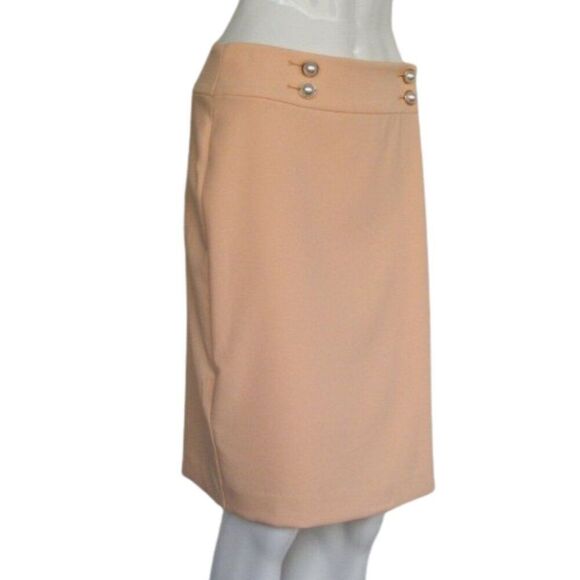 new CALVIN KLEIN Skirt, 2,  Peach, Faux Wrap, Big Button Accent, Back Zipper - Picture 3 of 12